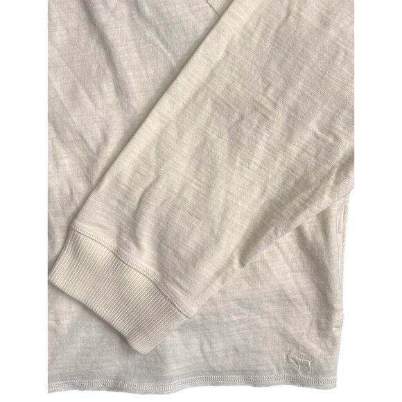 Victoria's Secret Pink Lounge Slub Cotton Full Zip Hoodie Cream Ivory Pockets XL - Picture 5 of 7